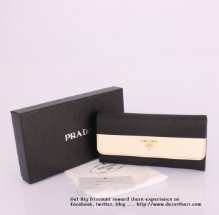 Prada 116801 Black With White Wallet