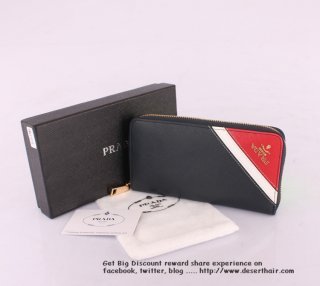 Prada 0506-5 Black With Rose Red Wallet