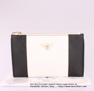 Prada 625 Black With White Wallet