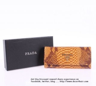 Prada 159753 Yellow Snake Veins Wallet