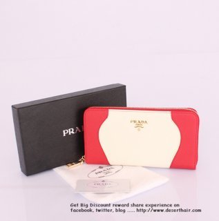 Prada 0506B Red With White Wallet