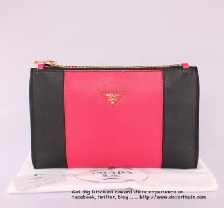 Prada 625 Black With Rose Red Wallet