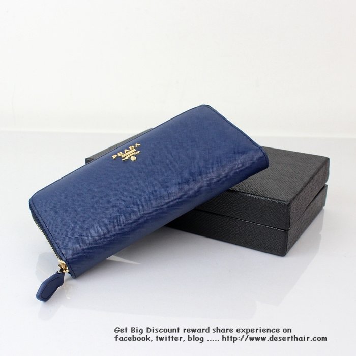 prada blue wallet